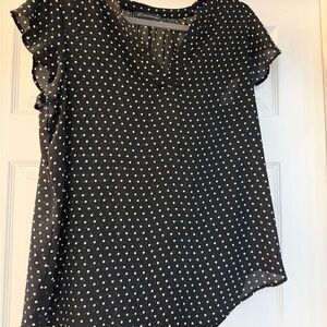 Adrianna Papell Black and White Polka Dot Blouse